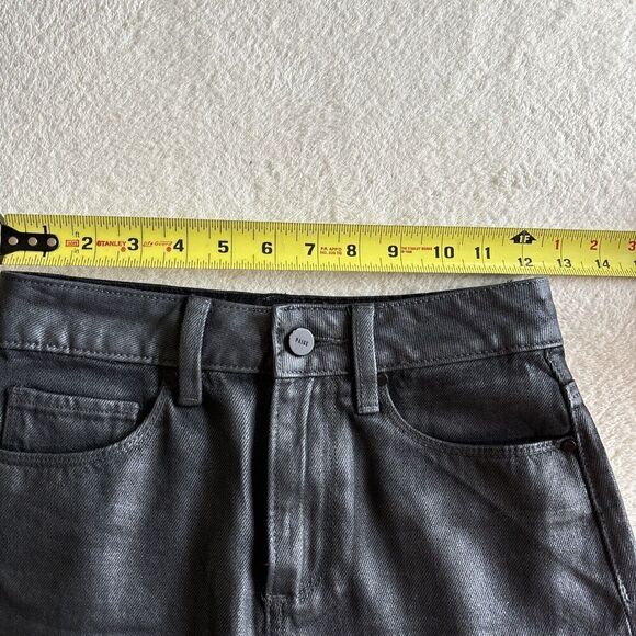 Skirt PAIGE High Waist Aideen Mini Skirt Black Gray Raw Metallic Edge Sz 24‎ - Picture 10 of 10